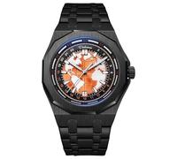 Montre analogique pour homme élégante et créative en acier inoxydable à remontage automatique Noir
