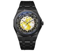 Montre analogique pour homme élégante et créative en acier inoxydable à remontage automatique Noir