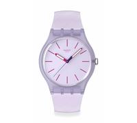 Montre analogique unisexe, cadran texturé violet clair, aiguilles rose foncé, bracelet en silicone violet