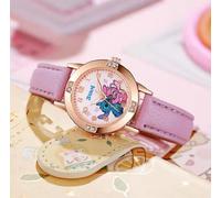 Montre Angel et Stitch Or Rose bracelet Cuir Rose