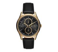 Armani Exchange - Montre multifonctions pour hommes, avec au moins 50% d'acier inoxydable recyclé, boîtier de 42 mm, bracelet en cuir, Doré