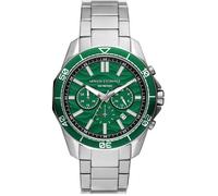 Armani Exchange Montre pour hommes de couleur argentée, Mouvement chronographe à quartz et boîtier de 44 mm avec bracelet en acier inoxydable