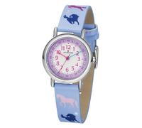 Montre Atrium - Enfants - Filles - Violet/Lilas/Rose - Pierres en Cristal - Analogique - 3 Bars étanches - Motif Chevaux Violet, Roses - Cadran éducatif - A47-12
