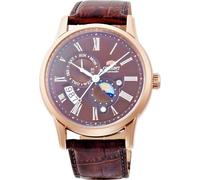 Montre automatique homme Orient Sun and Moon 42,5 mm cadran marron cuir RA-AK...