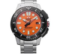 Montre automatique pour homme Orient M-Force cadran orange bracelet en acier ...