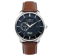 POINT tec Zeppelin Montre Atlantic 8470-3 Automatique Bracelet cuir Homme Argenté