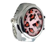 Montre avec anneau de doigt - Élégantes anneaux ouverts avec coque | Bague de montre unique avec imprimé léopard, bague et légère, cadeau parfait pour les femmes, Noël, anniversaire, San Valen, rose