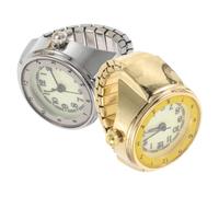 Montre-bague Vintage à Quartz Lumineuse, Lot de 2, Anneau Élastique | Affichage Analogique à Chiffres Arabes, Acier Inoxydable et Verre, Lecture Nocturne, pour Doigts