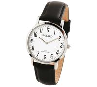 Montre Bayard pour homme cadran blanc bracelet noir Couleur : Bracelet Marron