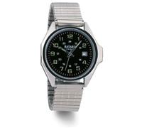 Montre Bayard ronde en acier bracelet extensible avec date Modèle : Cadran blanc