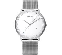 Bering Montre 11139-004 Quartz Unisexe 39mm Acier inoxydable argenté Cadran blanc Bracelet milanais