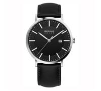 Montre - BERING - Slim Solar - Cuir Noir - Cadran Noir - Energie Solaire