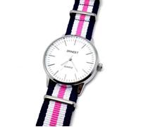 MONTRE BIJOUX UNISEX TISSU LIN SOUTHAMPTON DANIEL MARIN RAYURE ARGENT BLEU ROSE