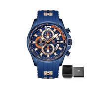 (montre bleue avec boîte) MINI FOCUS Montres de mode pour hommes Top Marque Luxe Quartz Horloge de sport