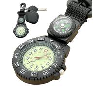 Montre Boussole - Montre de Poche Quartz avec | Boussole Intégrée Etanche Luminescente pour Survivalisme | pour Femmes Hommes Randonnée Escalade Chasse Camping Course