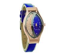 Montre-bracelet à cadran semi-lunaire pour femme, petite ellipse, montre sans pile, bleu, taille unique