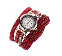 Montre-bracelet à quartz pour femme avec presse manuelle pour petits poignets, Rouge, taille unique