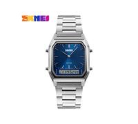 Montre-bracelet à quartz SKMEI 1220 pour homme, chronographe numérique, double fuseau horaire, étanche