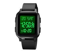 Montre-bracelet - ABS PU Acier Inoxydable Taille Unique | Montre De Sport Numérique LED Pour Hommes, Étanche Et Lumineuse | Grand Cadran Double Chronomètre Alarme Compte À Rebours Affichage Pour L'ent