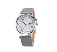 Montre-bracelet analogique en alliage avec motif chat - Montre à quartz pour homme - Approuvée par les chemins de fer, gris, taille unique