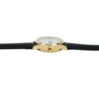 Montre bracelet cuir Q&Q pour femme, affichage de la date, noir/doré