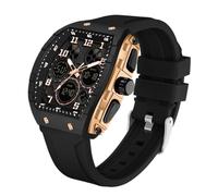 Montre-bracelet de sport rectangulaire et unique pour homme, avec écran numérique analogique à double fuseau horaire, chronomètre, design punk, génial, étanche, 5 ATM, pour homme, Bande