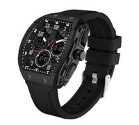 Montre-bracelet de sport rectangulaire et unique pour homme, avec écran numérique analogique à double fuseau horaire, chronomètre, design punk, génial, étanche, 5 ATM, pour homme, Noir , Bande