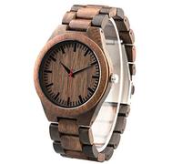 Montre bracelet en bois de noyer et ébène faite à la main - Montre analogique à quartz - Personnalisable