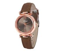Montre-bracelet en cuir - Montre analogique à quartz pour femme - Montre pour homme, marron, taille unique