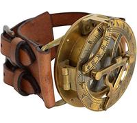 Montre bracelet en laiton antique steampunk avec cadran solaire boussole Bracelet en cuir Collection Sundial Compass Collection nautique 6,3 cm