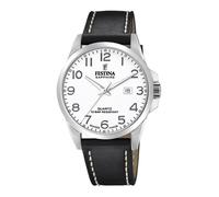 Montre bracelet - Festina - F20025/1 - Acier Inoxydable - Cuir Noir - Étanche 10 bar