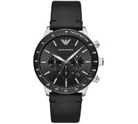 Emporio Armani Montre pour homme, mouvement chronographe à quartz, boîtier en acier inoxydable de 43 mm avec bracelet en cuir, AR11243
