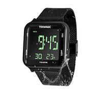 Montre Bracelet Homme Etanche 10 Atmosphérique pour Plongée et Piscine avec Bracelet en Acier Inoxydable, Chronomètre, Minuteur, Réveil, Double Fuseau Horaire, Calendrier, Format 12 ou 24 Heures