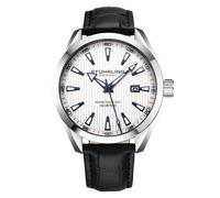 Montre bracelet homme modele 10 ATM quartz en cuir - 42mm - Blanc