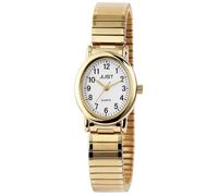 Montre bracelet - JUST - Shelly - Boîtier ovale doré 23 mm - Bracelet acier extensible doré 12 mm - Étanche 5 ATM