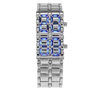 Montre-Bracelet LED pour Couples, Bracelet en Acier élégant, électronique Unique, Confortable à Porter, Lumière Bleue et Rouge, 21cm (#3)