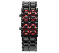 Montre-Bracelet LED pour Couples, Bracelet en Acier élégant, électronique Unique, Confortable à Porter, Lumière Bleue et Rouge, 21cm (#2)