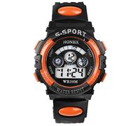 Montre-bracelet numérique à quartz LED orange pour enfants garçons alarme enfants montres pour bébés, Orange, taille unique