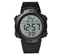 Montre-bracelet numérique étanche en caoutchouc pour homme et garçon avec écran LCD et date