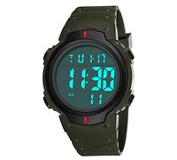 Montre-Bracelet Numérique LED Étanche Étanche du Chronomètre Électronique Luminal Easy Read Sports Montre, Chronomètre Militaire Lumineux, Montre Easy Read, Vert