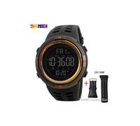 Montre-bracelet numérique militaire SKMEI 1251 pour homme, bracelet en or marron, étanche, avec compte