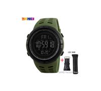 Montre-bracelet numérique militaire SKMEI 1251 pour homme, bracelet vert armée, étanche, avec compte