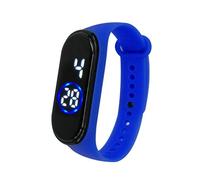 Montre-bracelet numérique unisexe en silicone 50 m Montre de sport LED pour homme Montre radio-pilotée pour homme, bleu, taille unique