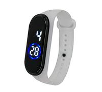 Montre-bracelet numérique unisexe en silicone 50 m Montre de sport LED pour homme Montre radio-pilotée pour homme, blanc, taille unique