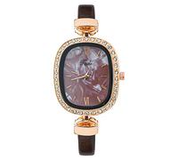 Montre Bracelet Pour Femme à Quartz Analogique Fashion Femme Avec En Cuir Pas Cher Or Rose Gros Cadran Carré Diamant Cristal La Mode De Luxe