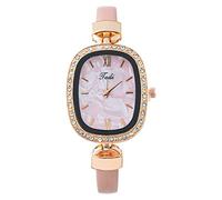 Montre Bracelet pour Femme, Montre à Quartz Analogique Fashion pour Femme avec Bracelet en Cuir, Montre Femme Pas Cher Or Rose Gros Cadran Carré avec Diamant Cristal à La Mode De Luxe