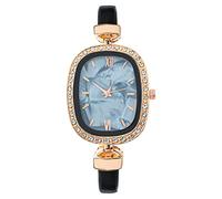 Montre Bracelet pour Femme, Montre à Quartz Analogique Fashion pour Femme avec Bracelet en Cuir, Montre Femme Pas Cher Or Rose Gros Cadran Carré avec Diamant Cristal à La Mode De Luxe