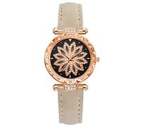Montre-bracelet pour femme, montre bracelet, cadran feuille, bracelet pour femme, bracelet cadeau, étoile à quartz, couleur argentée, Or rose, talla única