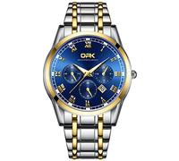 Montre-Bracelet pour Homme, Montre à Quartz analogique conçue à la Mode avec Affichage Calenda, Montre Classique pour Homme Qui Brille dans Le Noir avec Bracelet en Acier Inoxydable, Blue