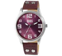 Montre bracelet - QBOS - QB0029 - Violet & Argent - Boîtier métal 46 mm - Bracelet simili cuir 22 mm